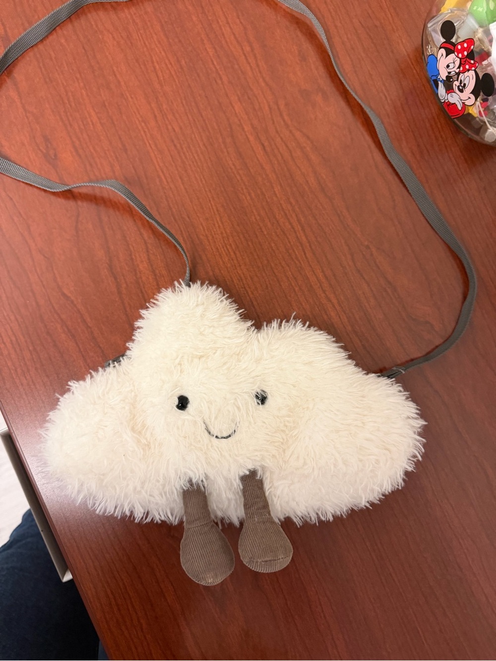 Jellycat Cream Fluffy Cloud Crossbody Bag with Dangling Legs